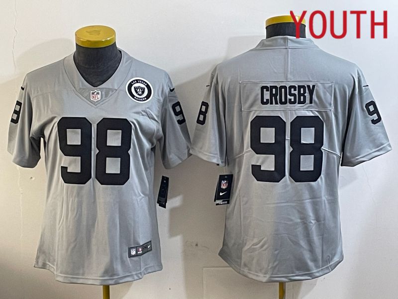 Youth Oakland Raiders #98 Crosby Grey 2024 Nike Limited NFL Jersey style 4->youth nfl jersey->Youth Jersey